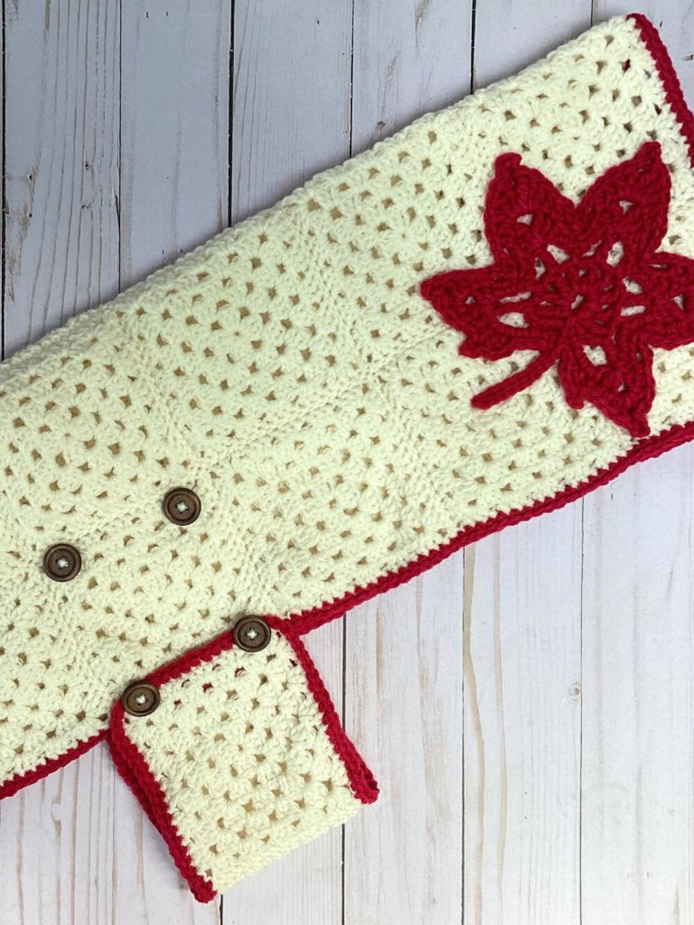 Handmade Crocheted Dog Coat with Fall Maples Leaves (Size Medium/Large)
